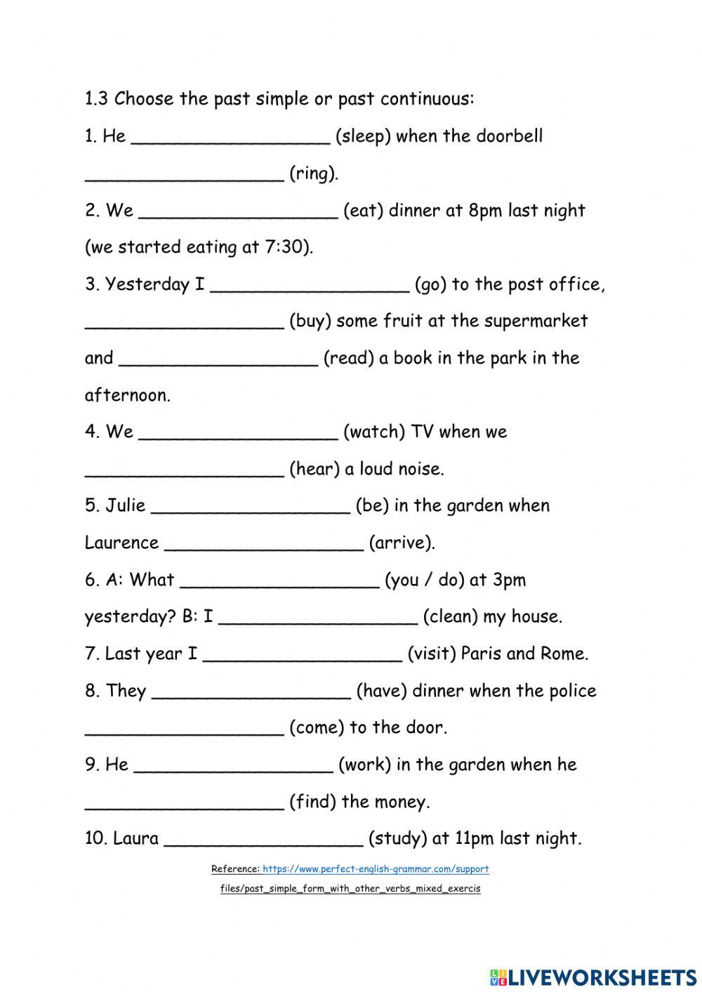 Past simple and past continuous