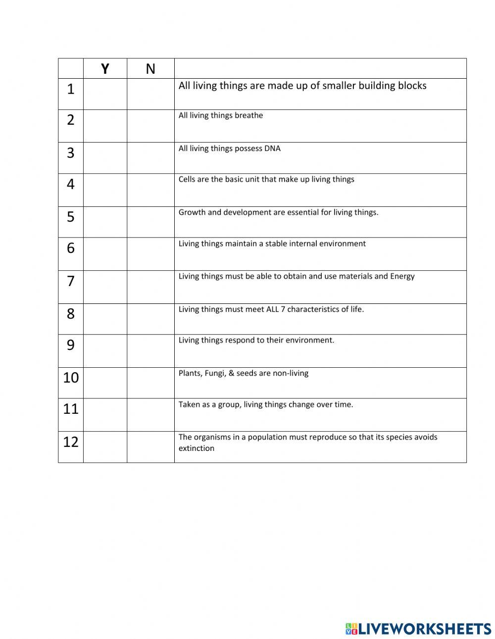 7-characteristics-of-life-worksheet-live-worksheets
