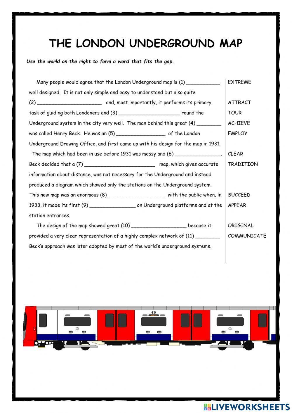 The London Underground FCE Word Formation