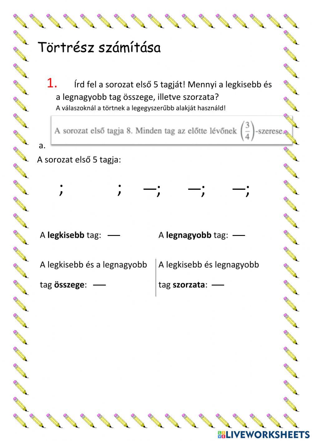 Törtrész kiszámítása