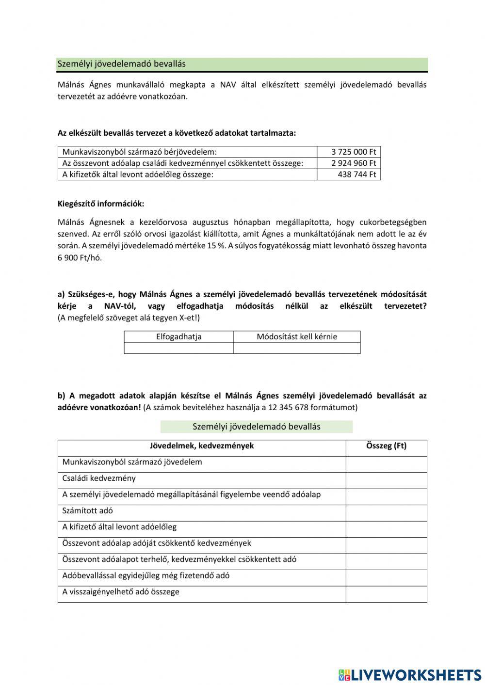 Jövedelemelszámolás - szja bevallás
