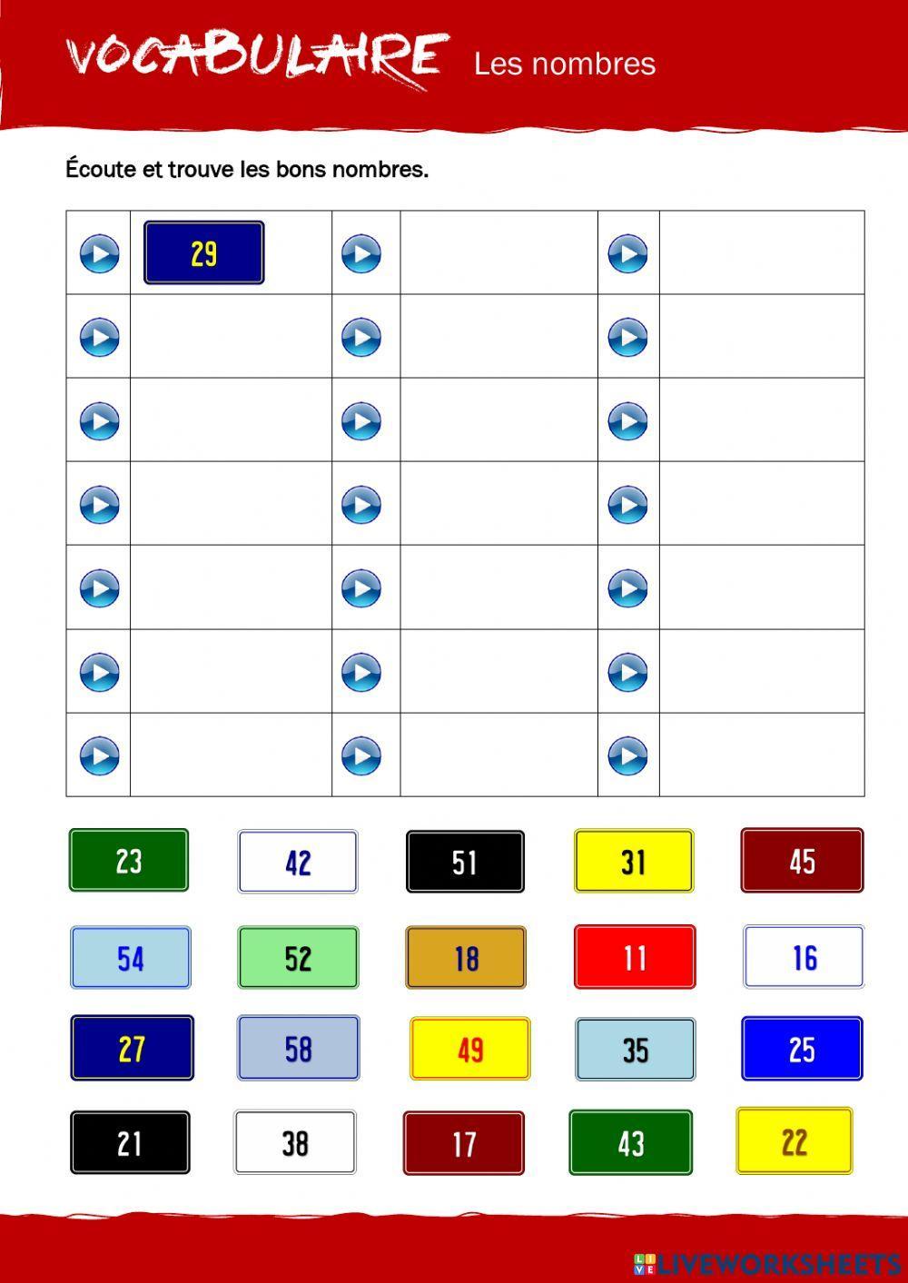 VOCABULAIRE - Les nombres
