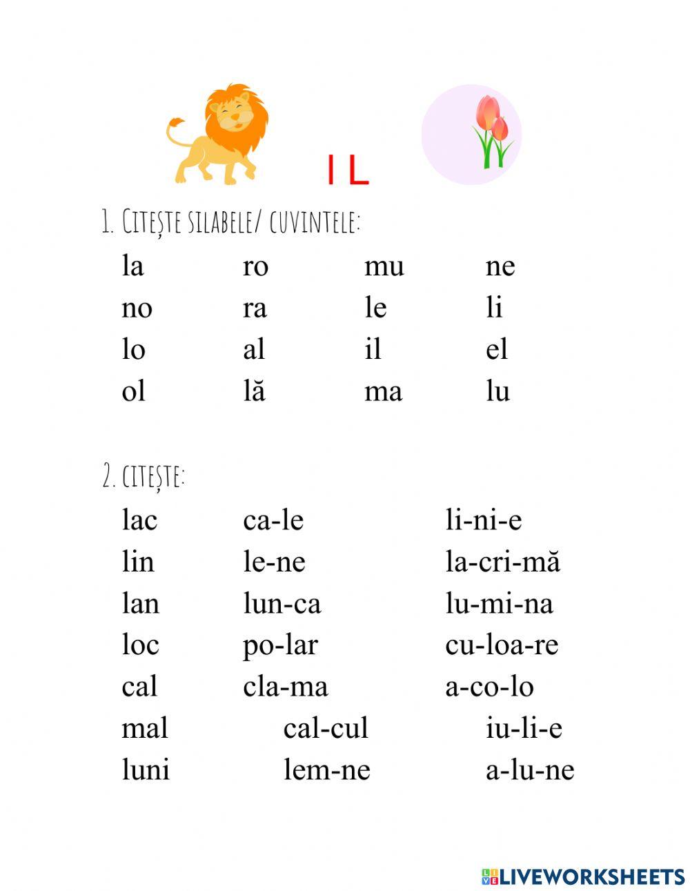 Fișă de citit -l, L