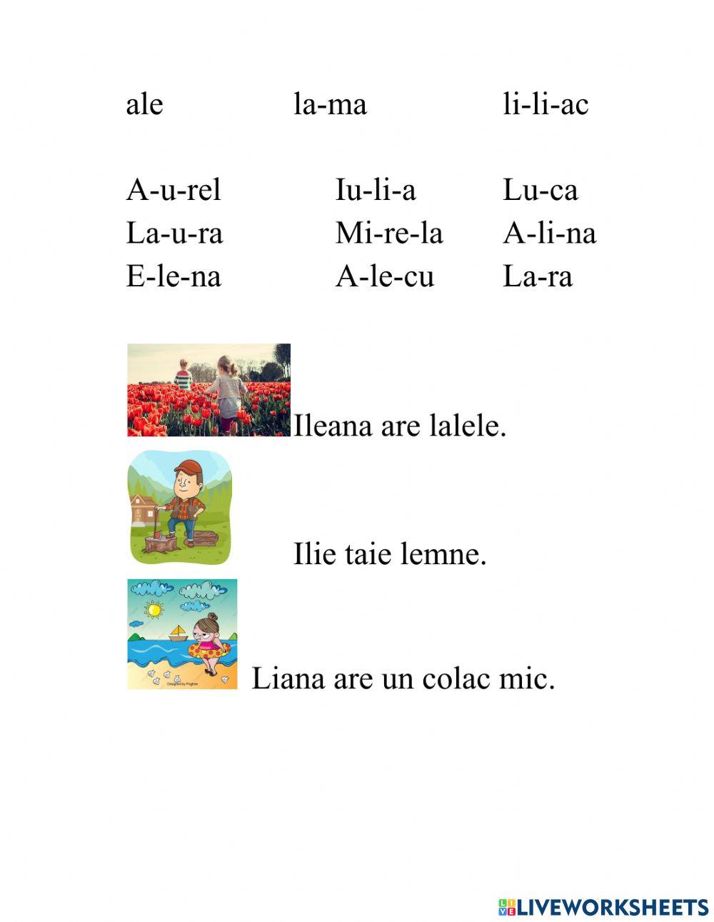 Fișă de citit -l, L