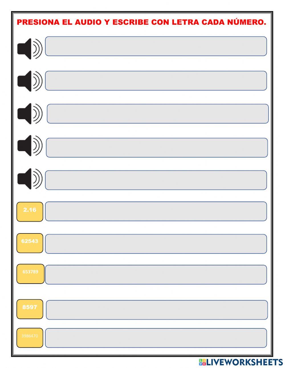 Escritura de números enteros y decimales