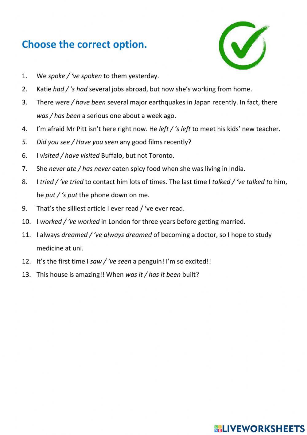 Present perfect vs past simple