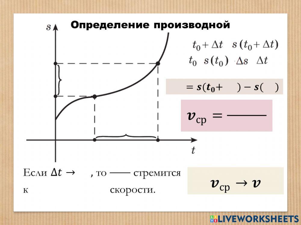 Определение производной 2 worksheet | Live Worksheets