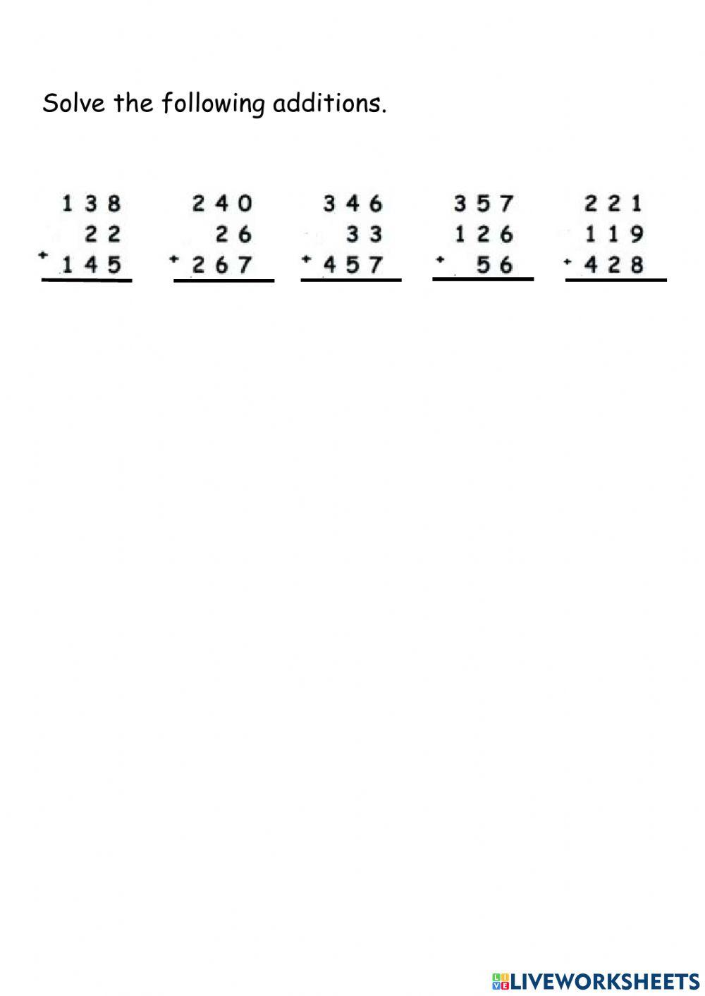 Adding Three or more numbers Enrichment