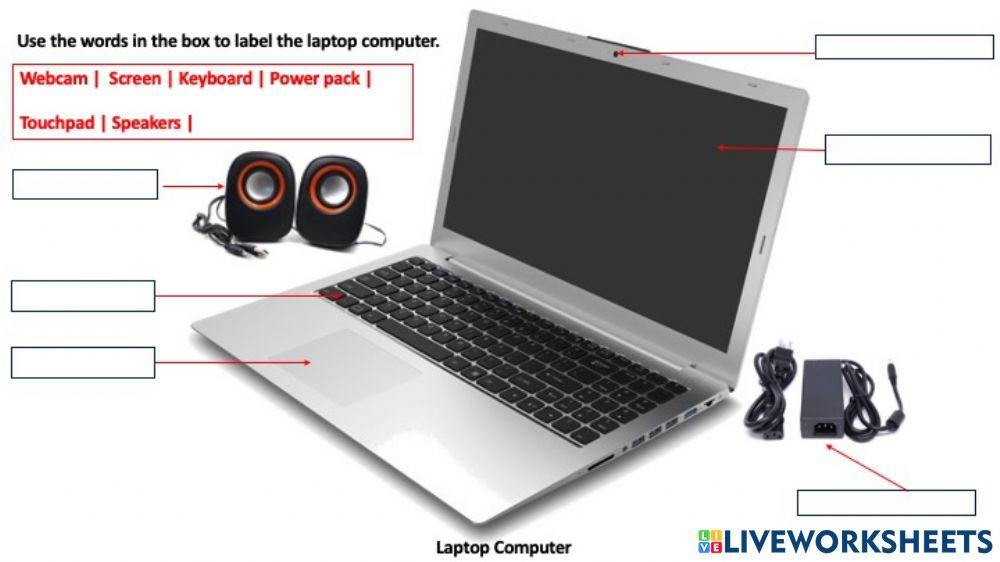 Label the parts of the laptop computer