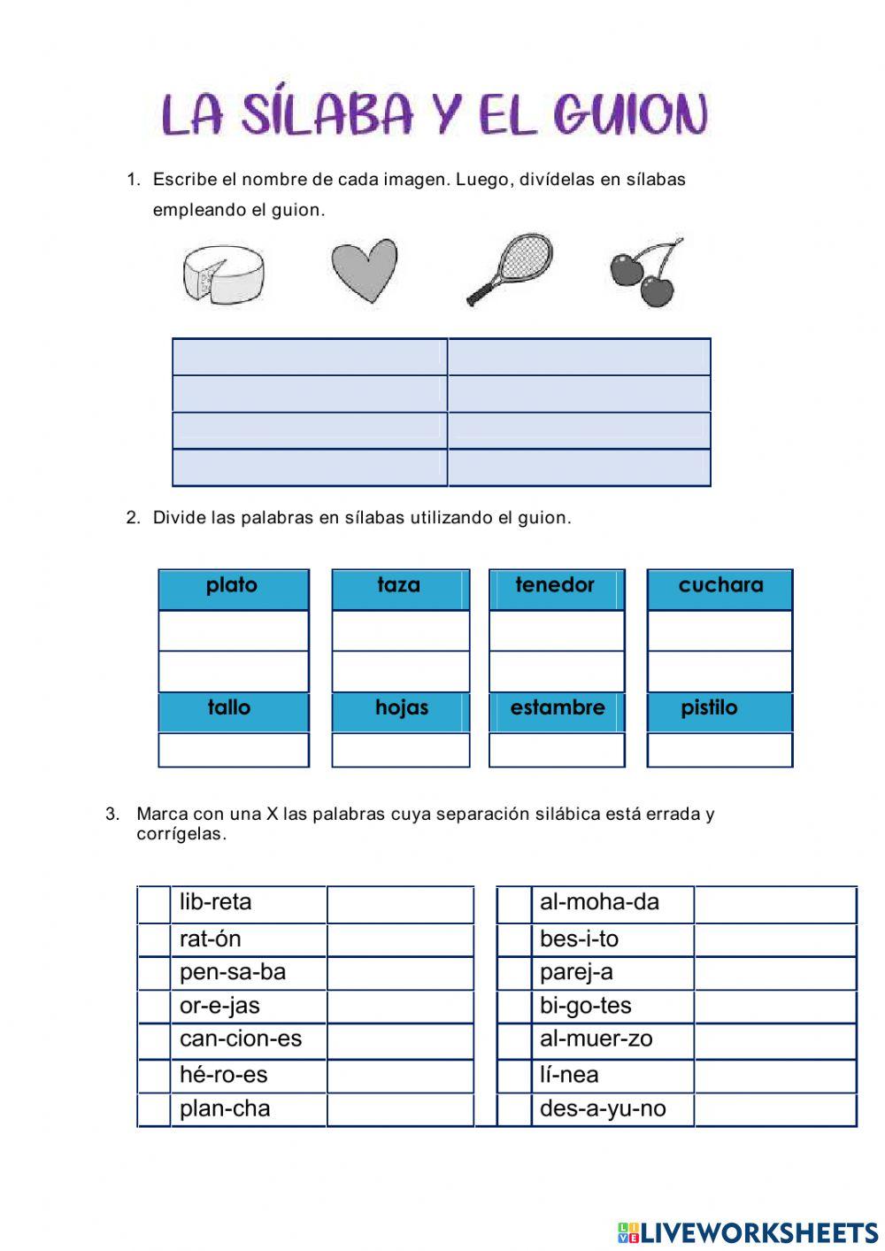 La sílaba y el guión