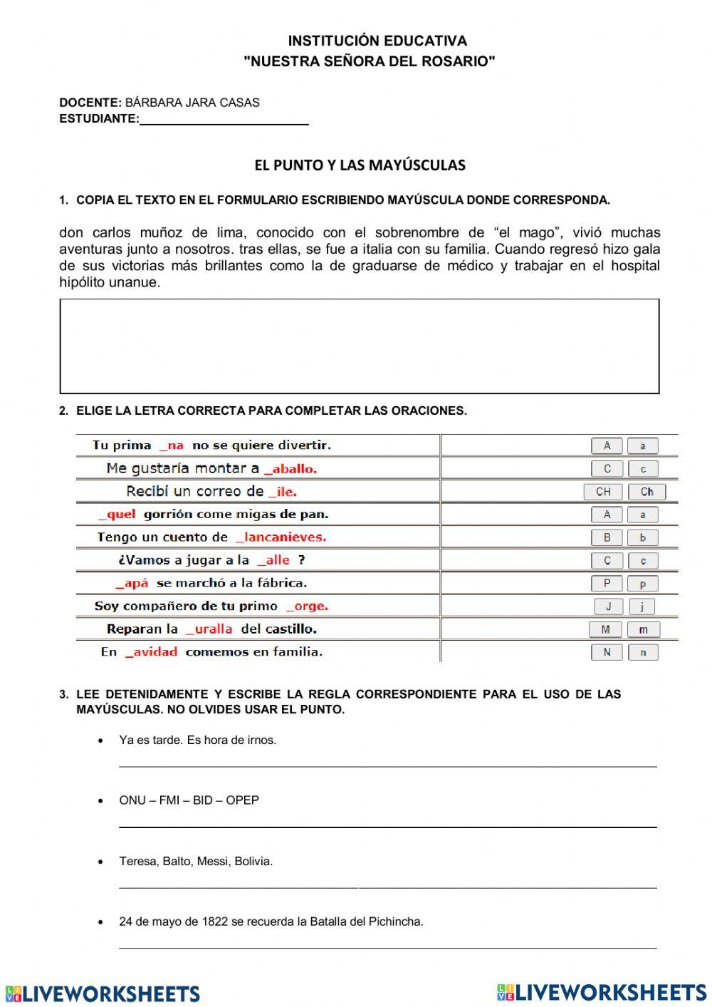 Uso del punto y las mayúsculas