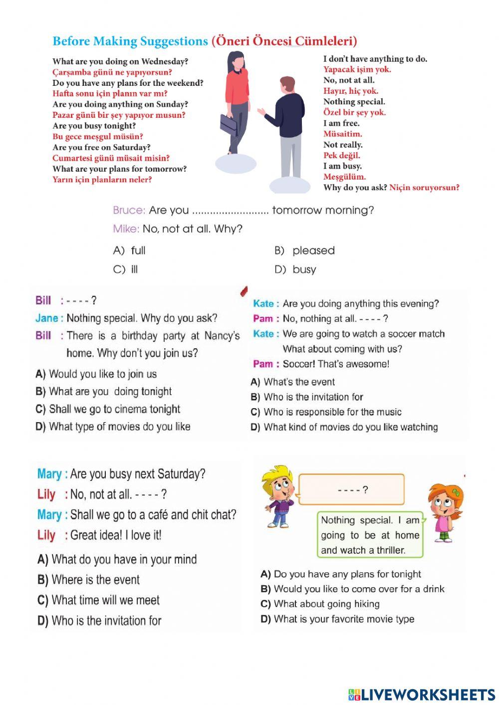 (8) 1.Ünite Davet Etmeden Önce sorulan Kullanılan İfadeler ve Sorular