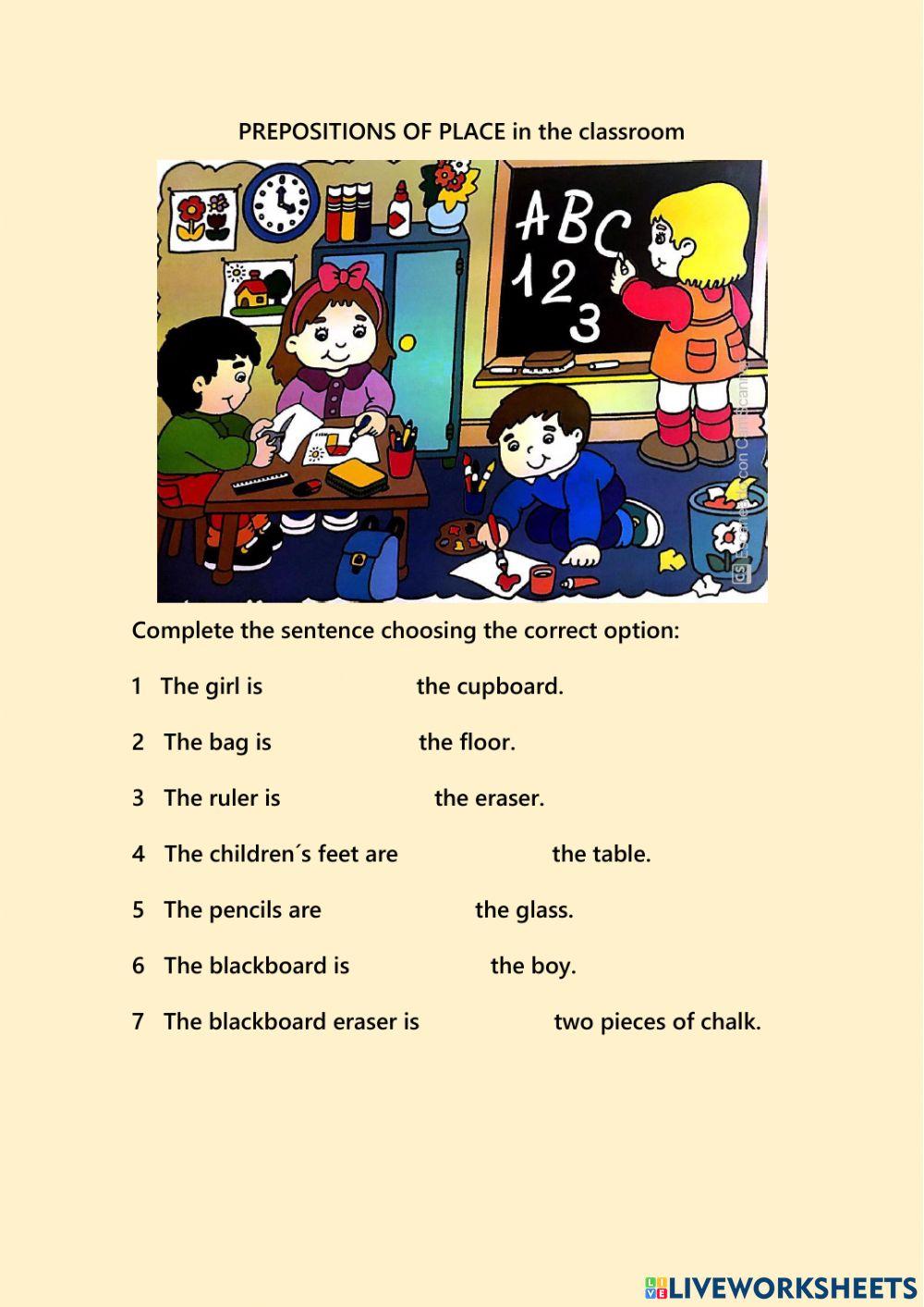 Prepositions in the classroom