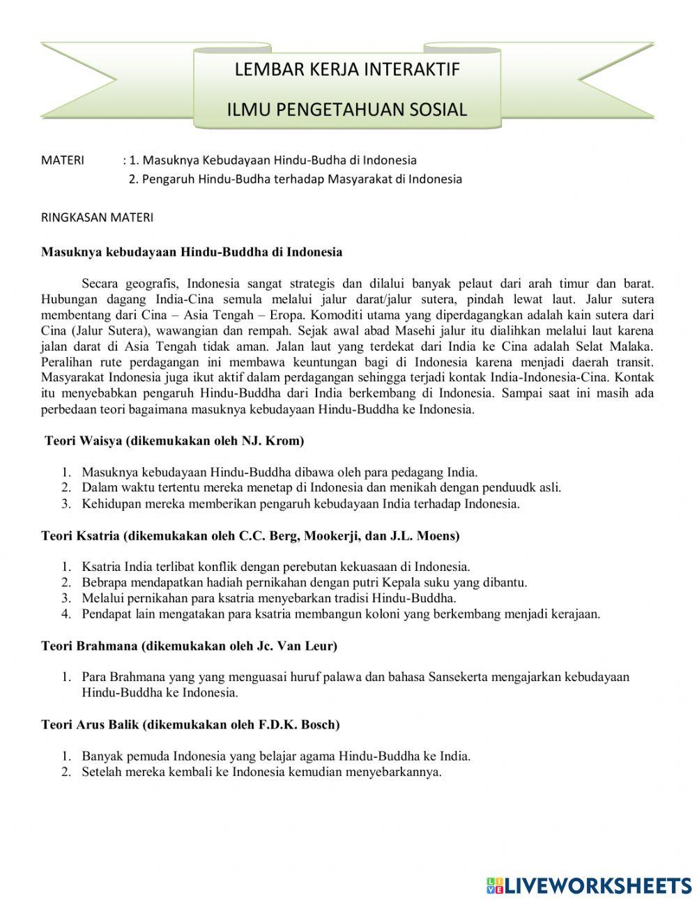 Masuknya kebudayaan Hindu-Budha di Indonesia