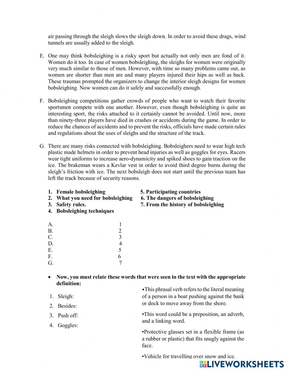 TASK BASED ON READING SKILL: GRADE 10. online exercise for | Live ...