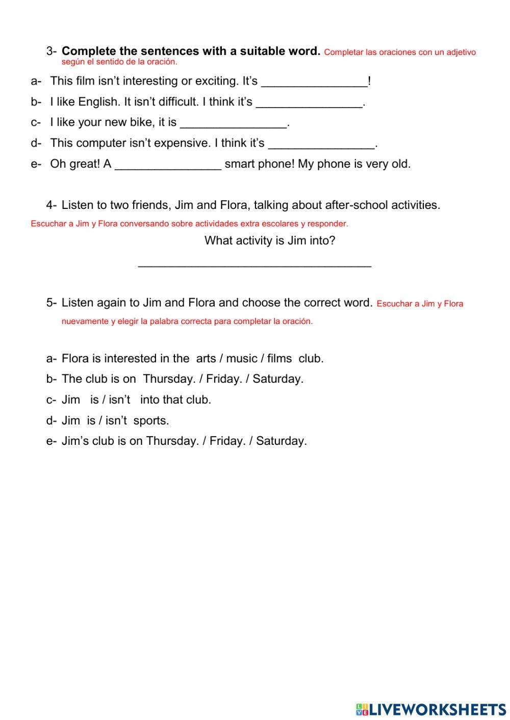 Vocabulary and grammar - unit 1