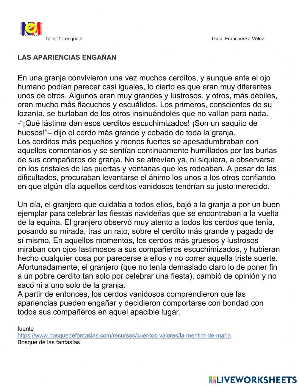 Cuento Las apariencias enganan