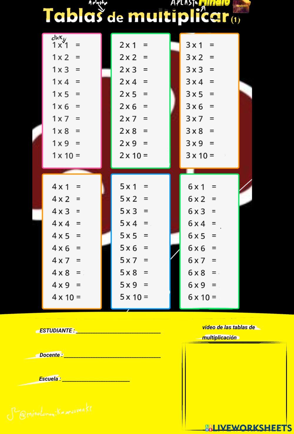 TABLAS DE MULTIPLICAR