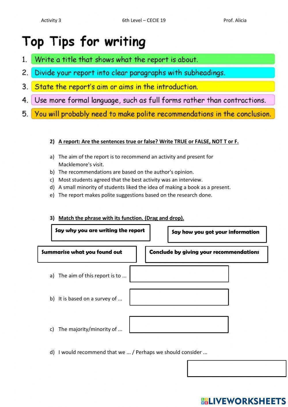 Tips for writing a report