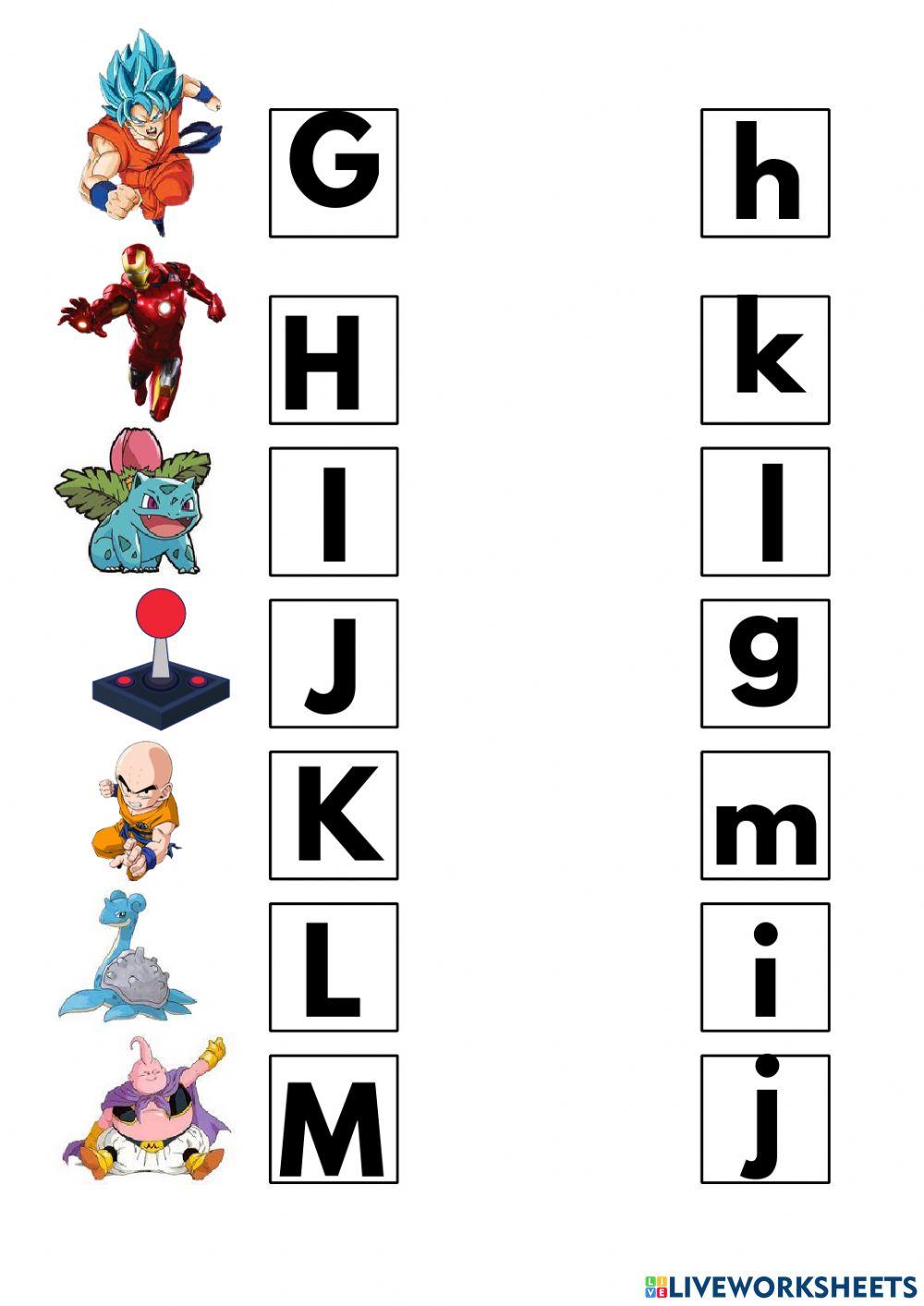 Ligue as letras maiúsculas com as letras minúsculas