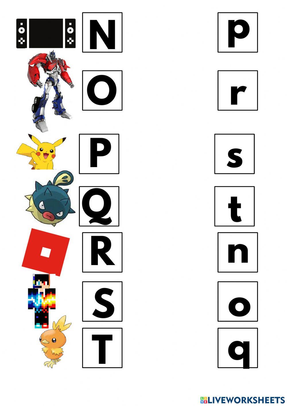 Ligue as letras maiúsculas com as letras minúsculas