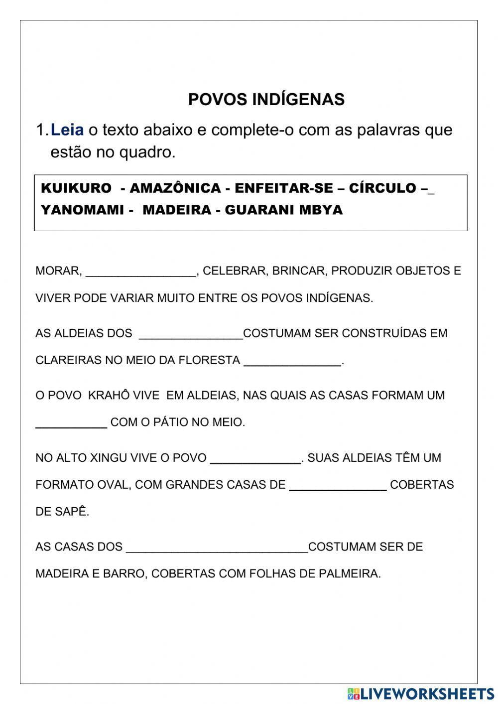 Modos de viver dos povos indígenas