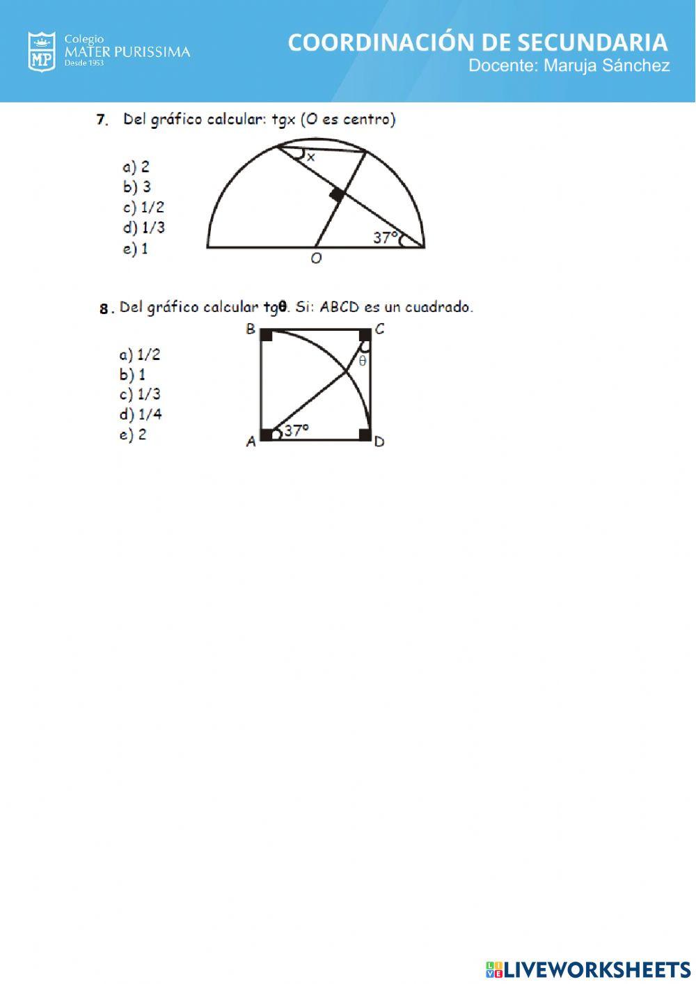 Razones trigonométricas de angulos notables