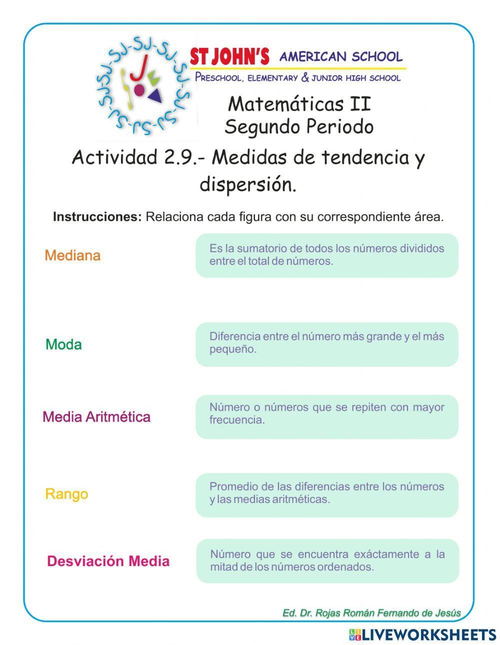 Medidas de tendencia y dispersión