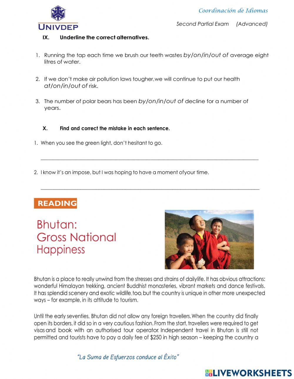 Second Partial Advanced Exam