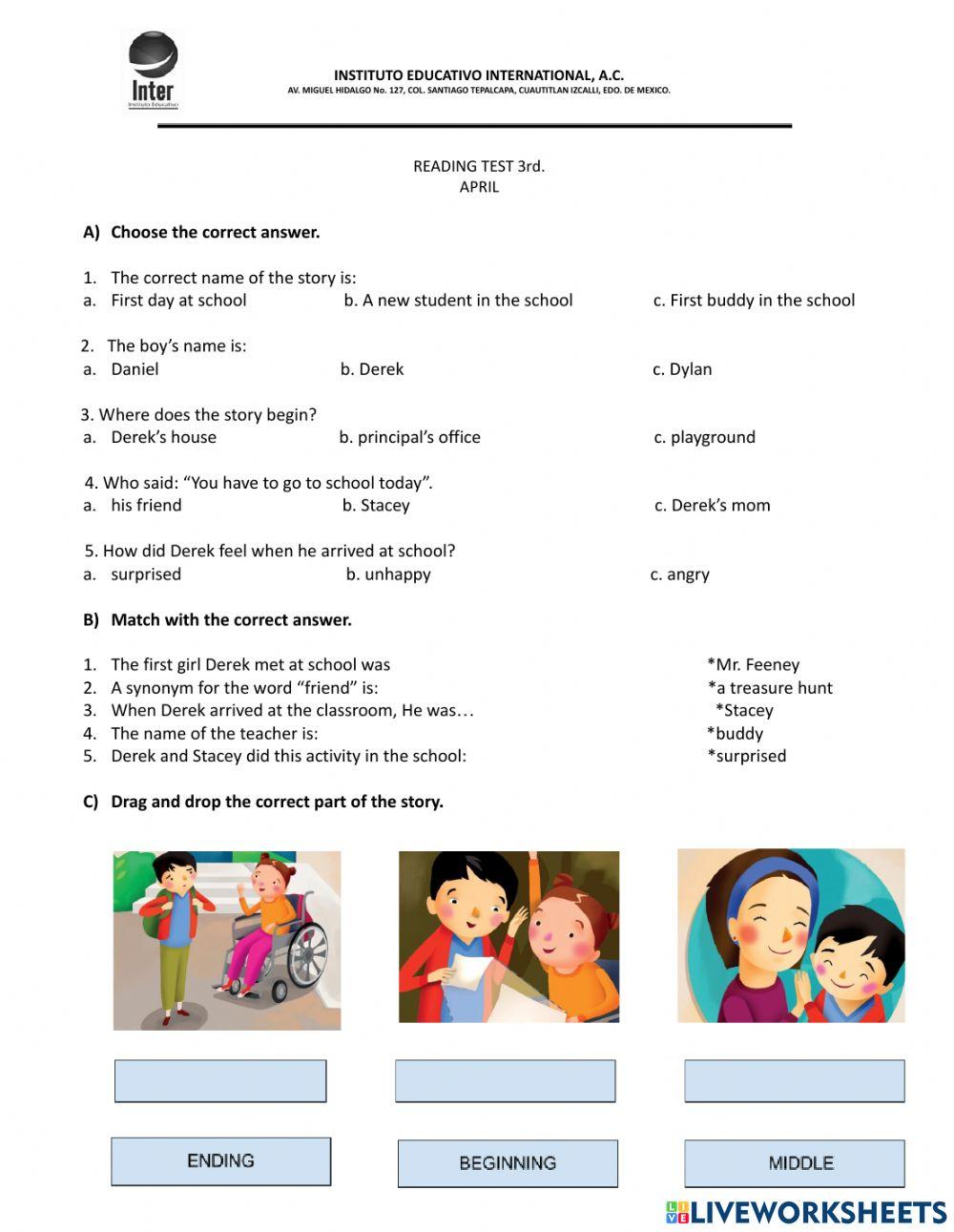 Reading test april 3rd