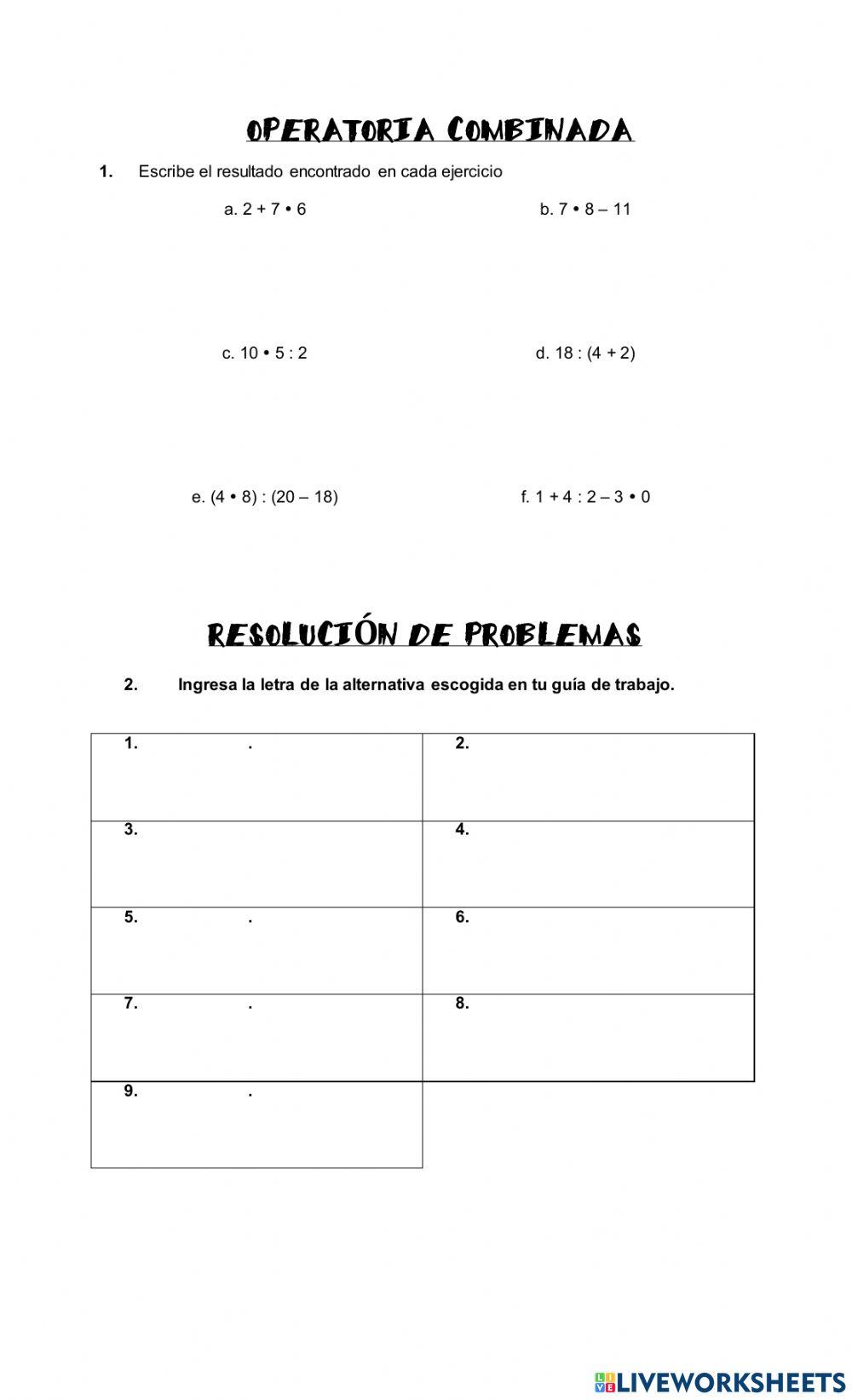 Operaciones Combinadas