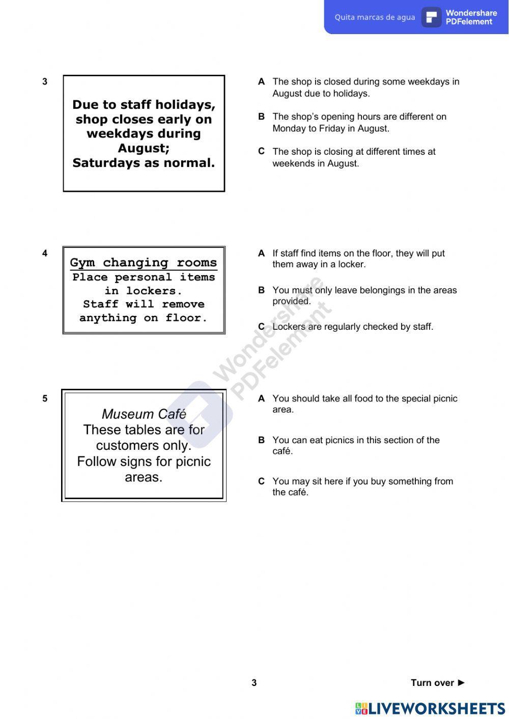 Pet Exam 1-Reading Paper (parts 1, 2 and 3)