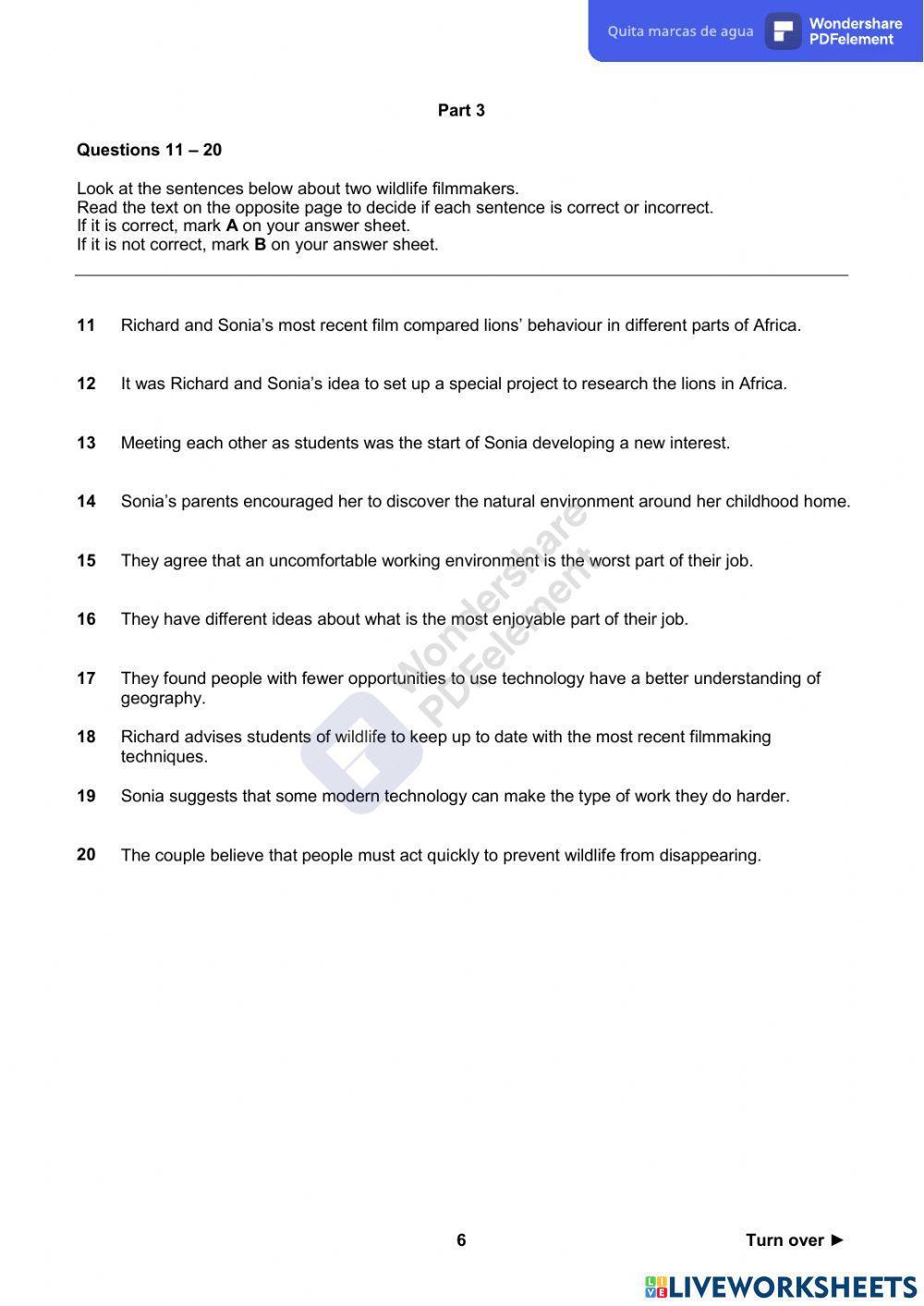 Pet Exam 1-Reading Paper (parts 1, 2 and 3)