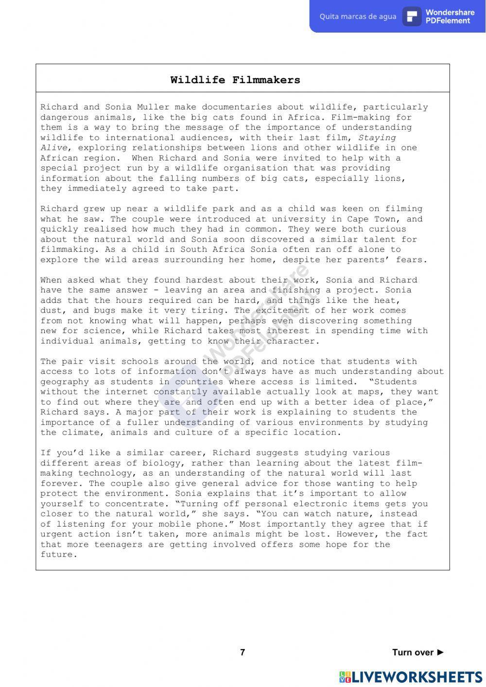 Pet Exam 1-Reading Paper (parts 1, 2 and 3)