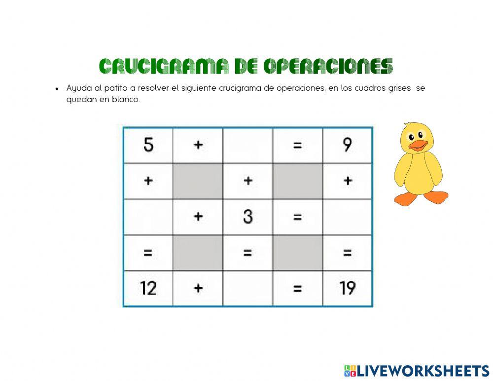 Crucigrama de operaciones