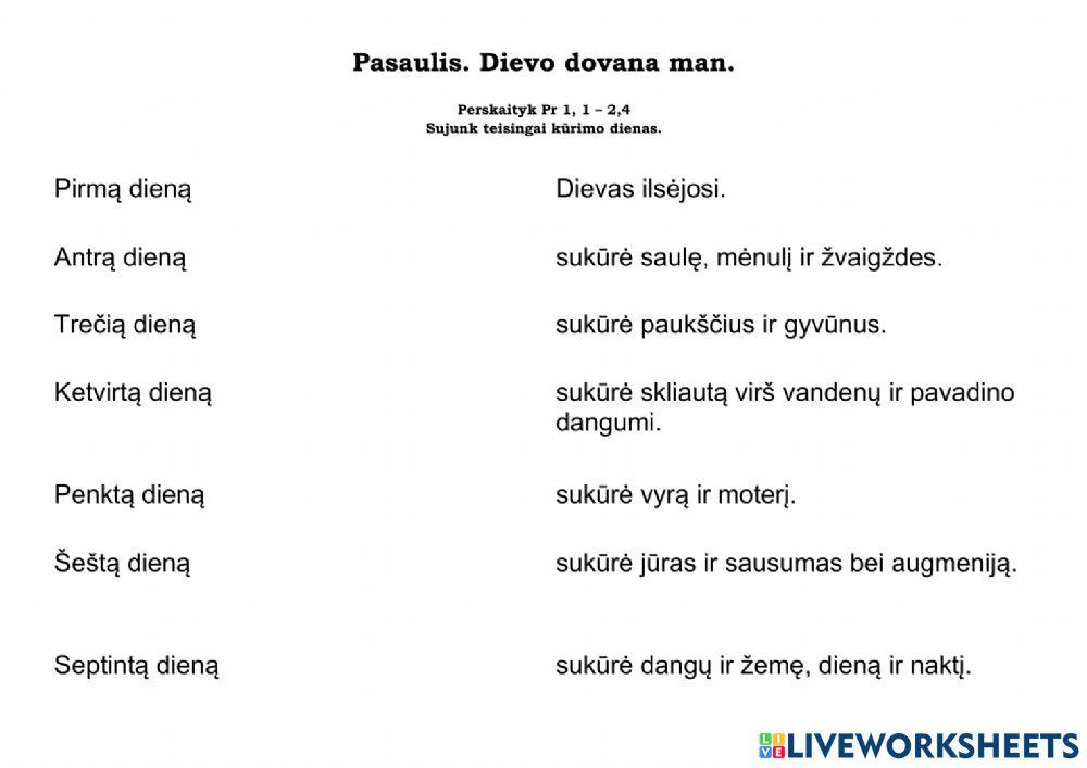 Pasaulis Dievo dovana man