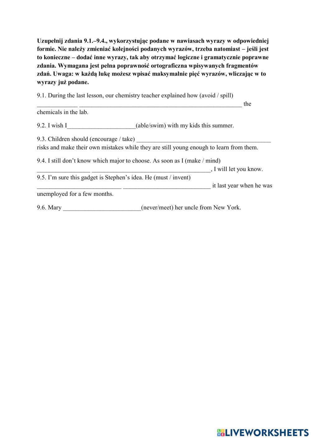 Matura rozszerzona - powtórzenie