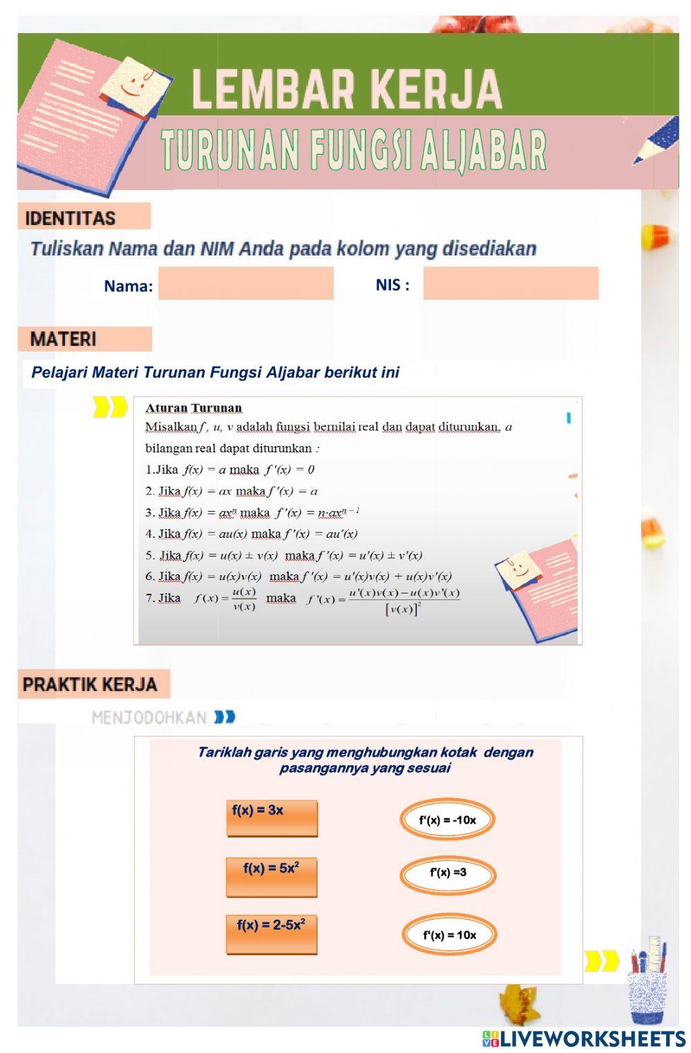 LKPD Turunan Fungsi Aljabar