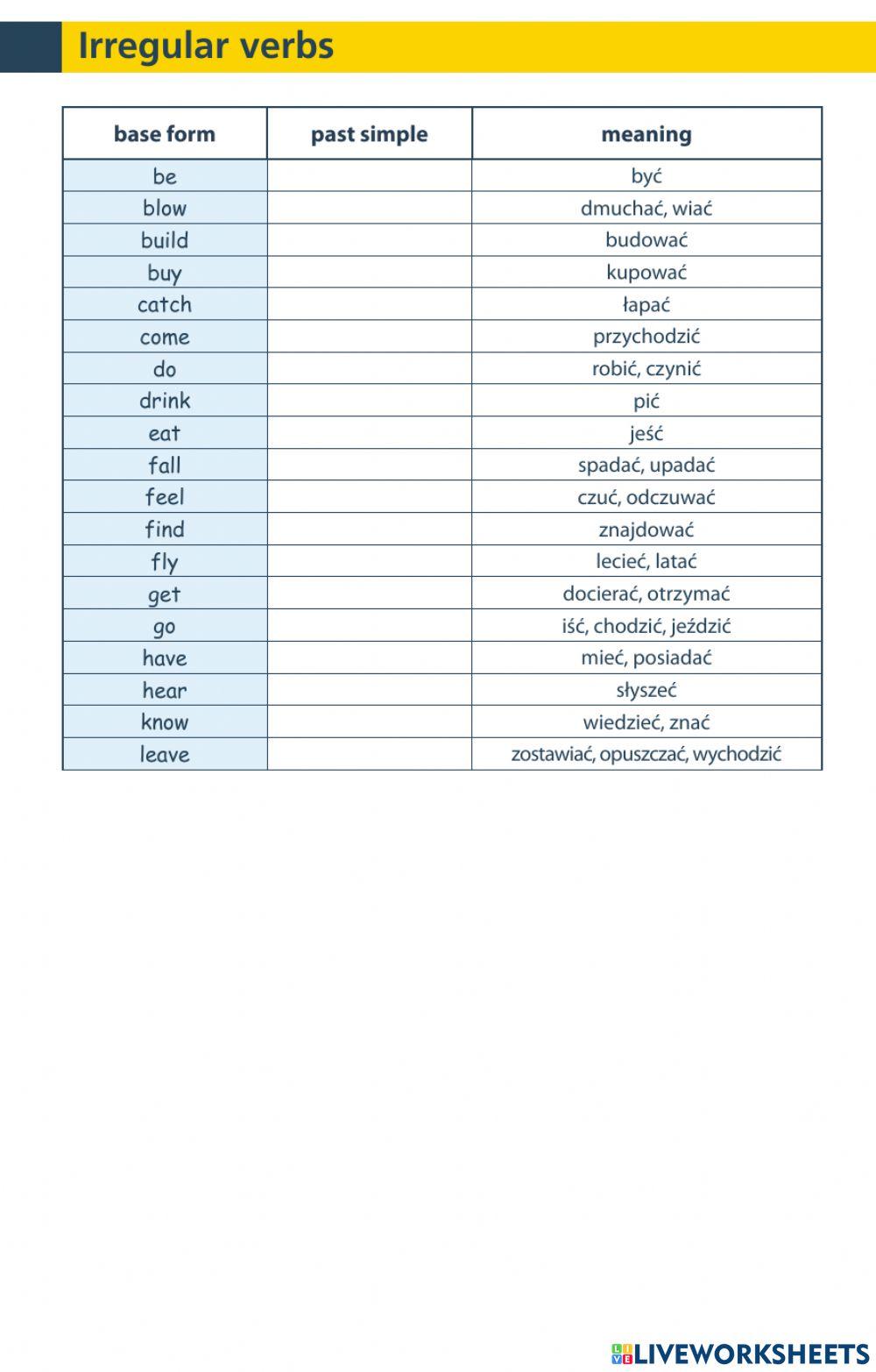 Irregular Verbs Junior explorer part 1