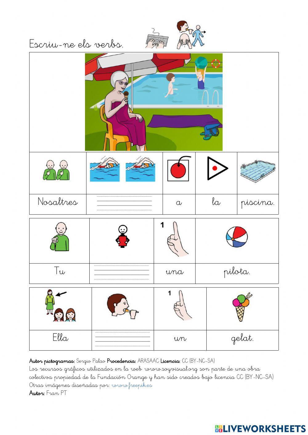 Escriure els verbs dels pronoms.