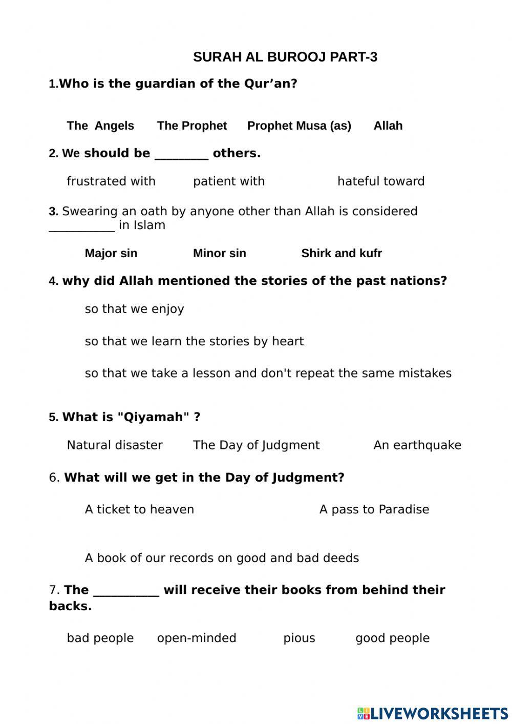 Surah al burooj part 3