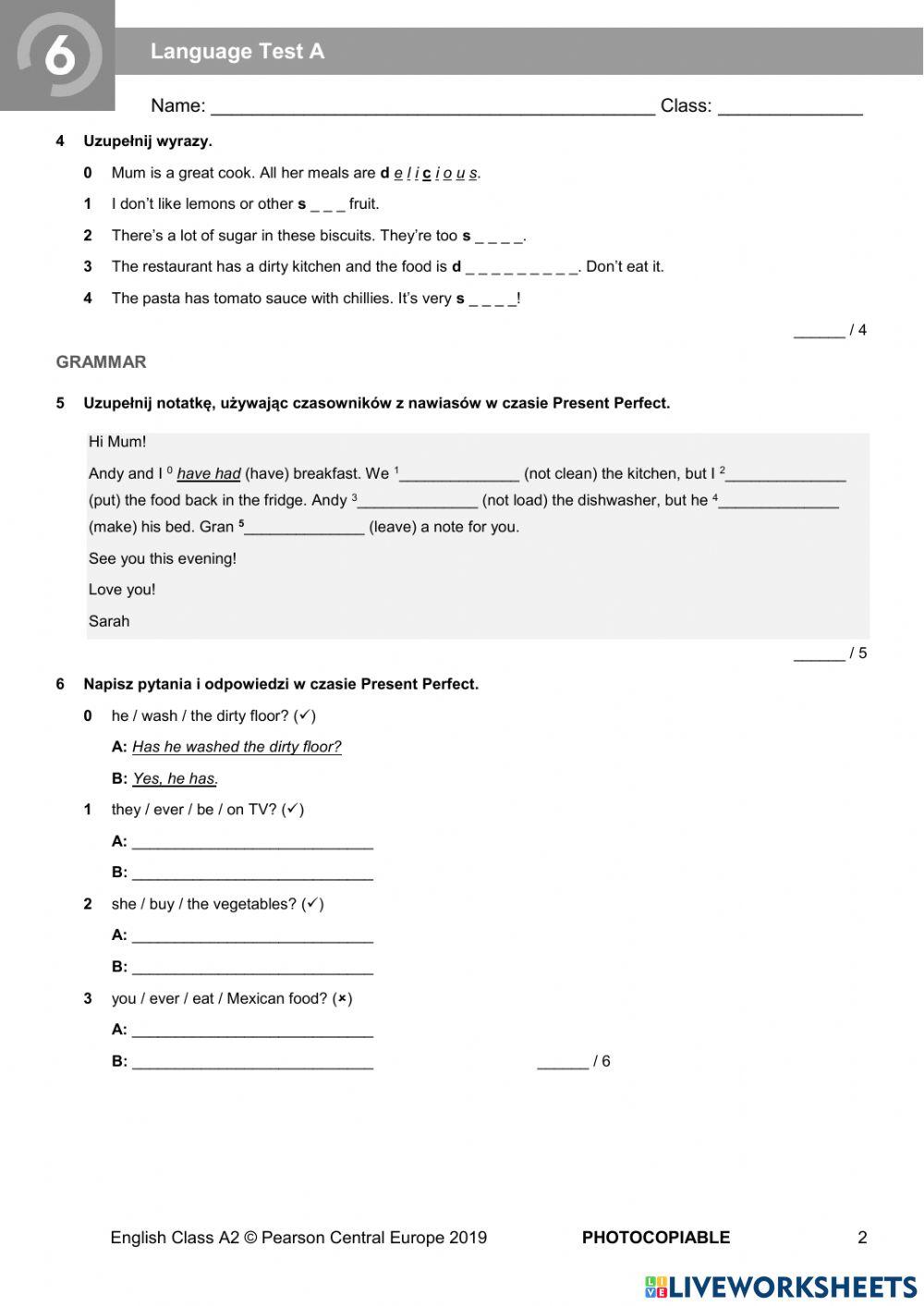 4965237 English Class A2 Unit 6 Test Maciej Stasiak 4965237-english-class-a2-unit-6-test-maciej-stasiak