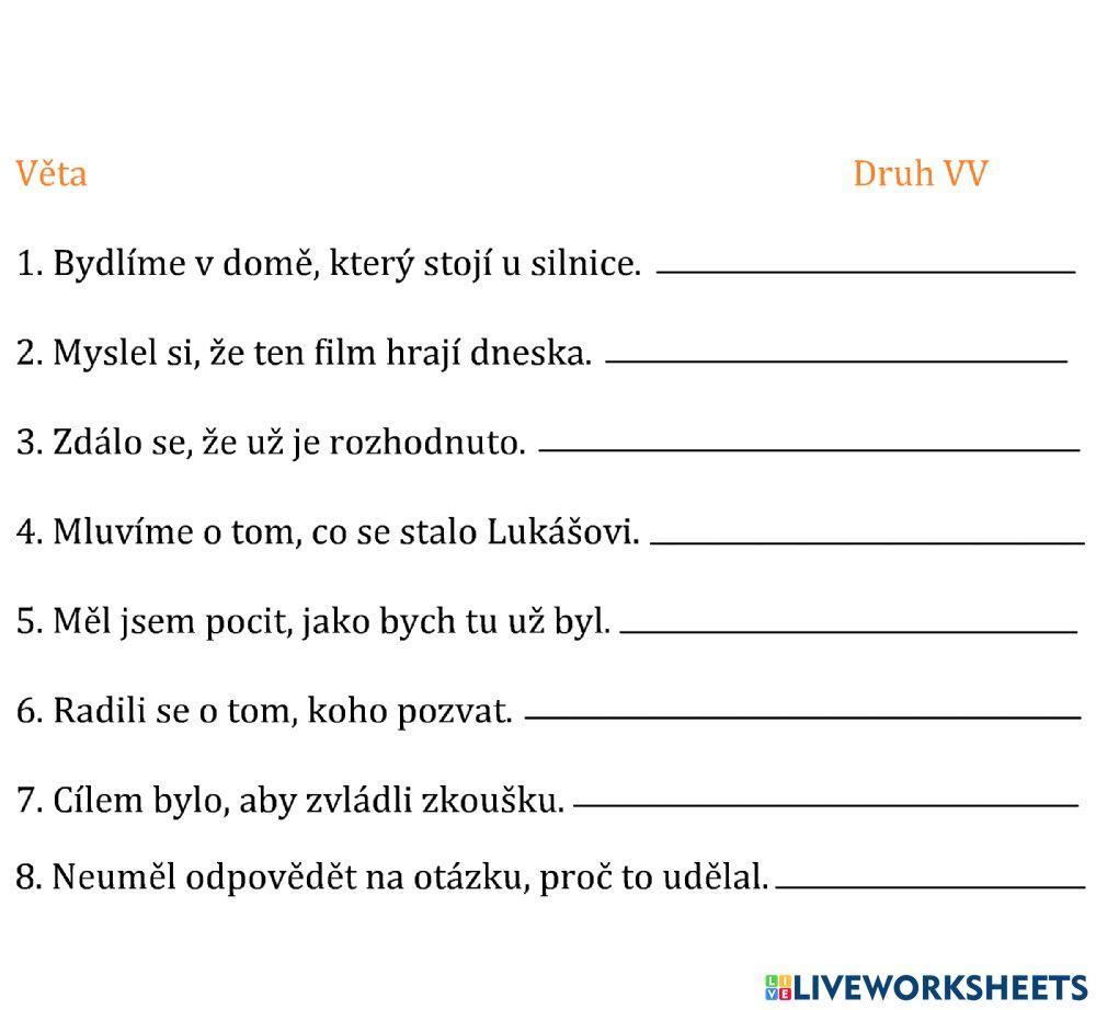 Vedlejší věta podmětná, předmětná, přívlastková