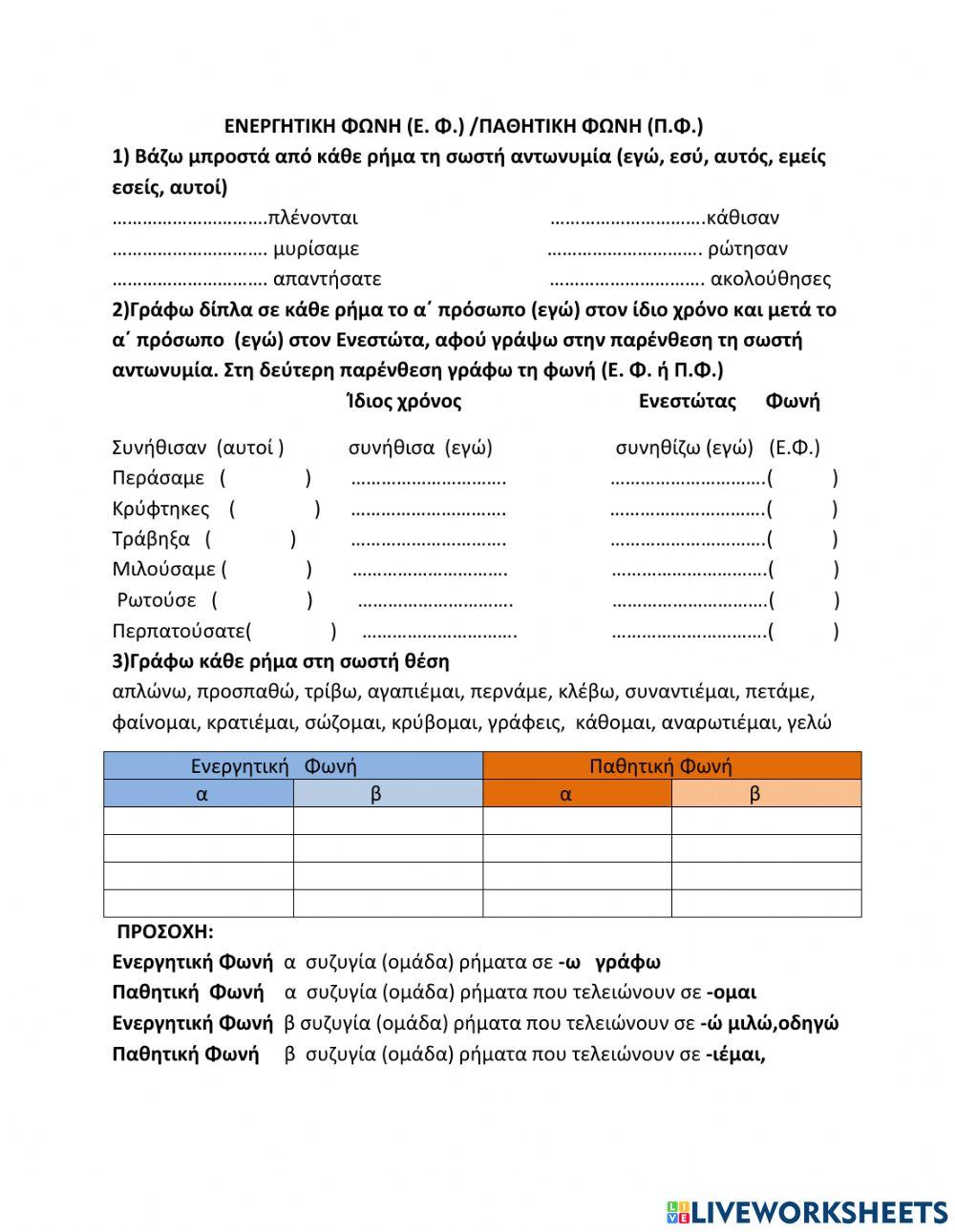 Ενεργητική- Παθητική Φωνή