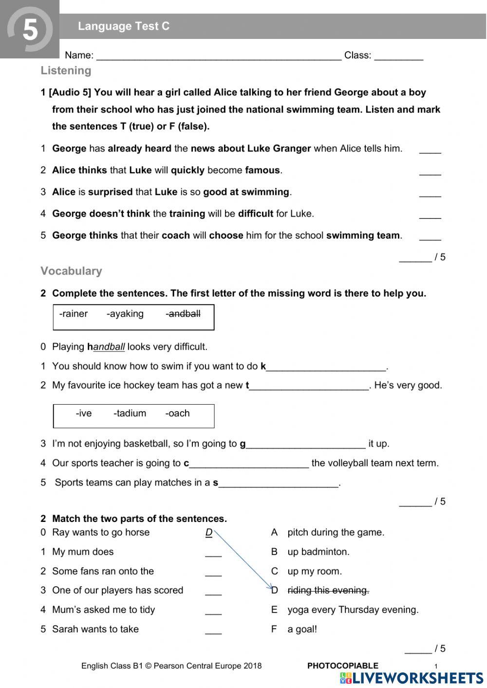 English Class B1 Unit 5