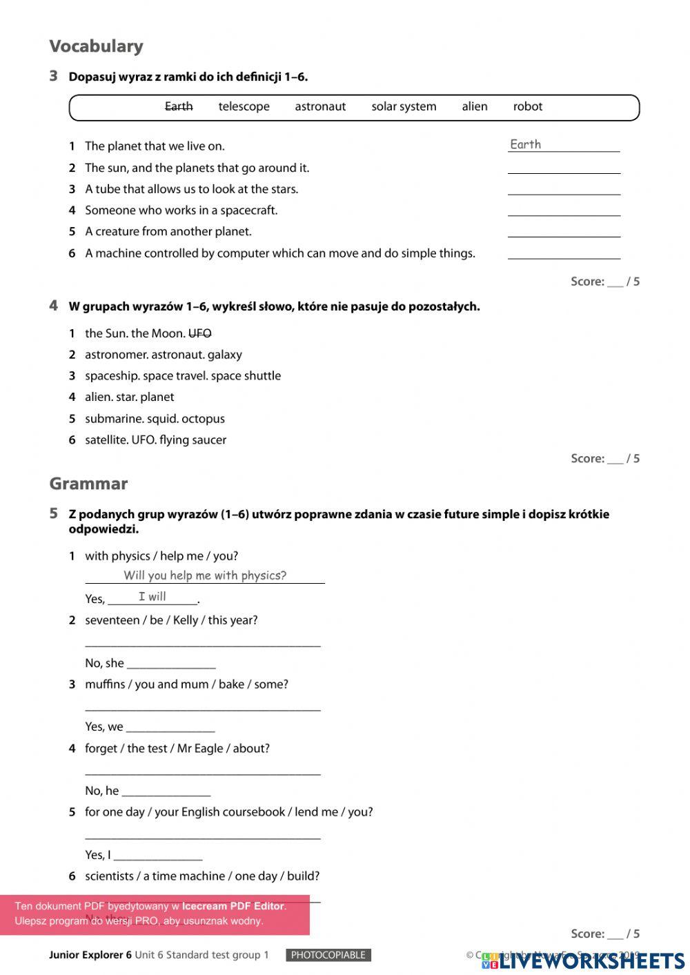 Junior Explorer 4 Unit 6 Test 4965770 | junior explorer 6 unit 6 test główny