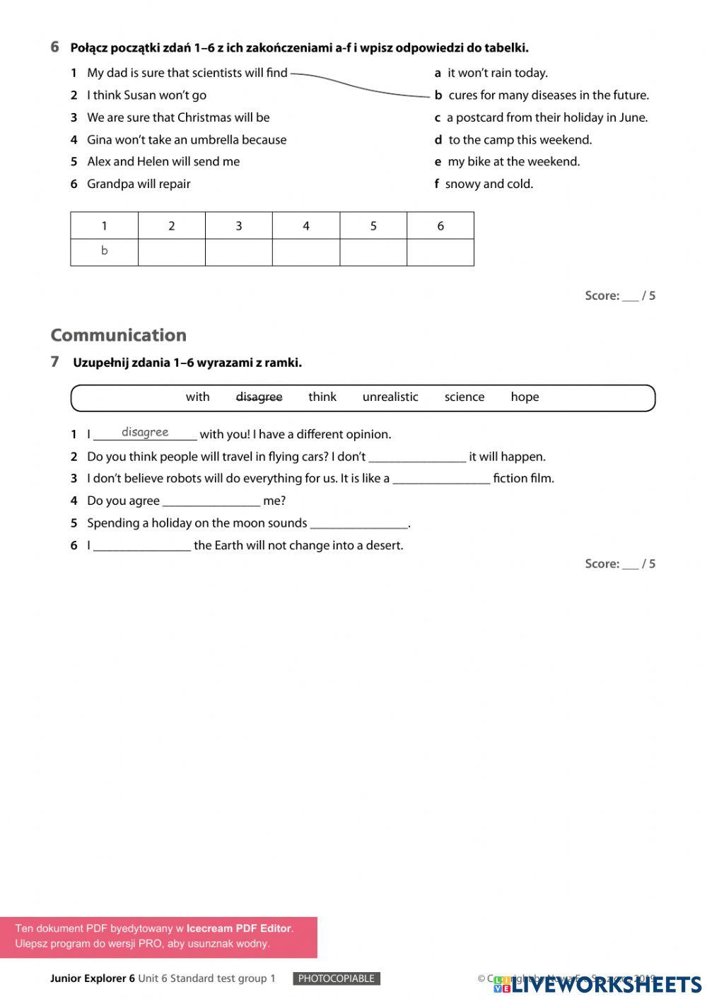 junior explorer 6 unit 6 test główny