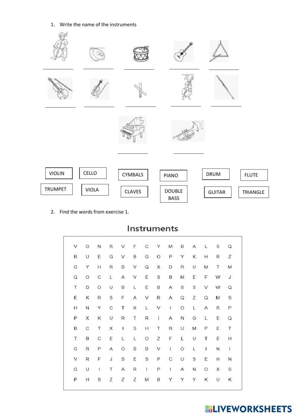 Instruments vocabulary
