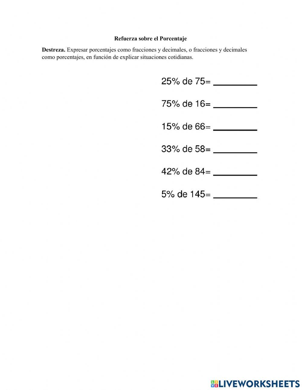 Porcentaje Ejercicio