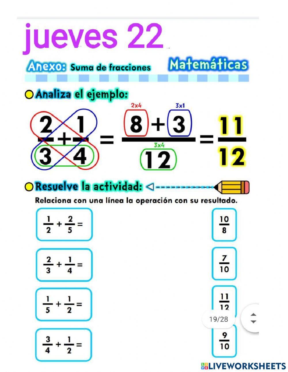 Jueves 22 matemáticas